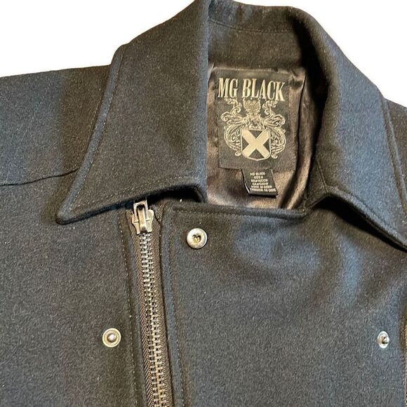 Morphine Generation MG Black lined moto jacket zippers wool & viscose S - Picture 5 of 15
